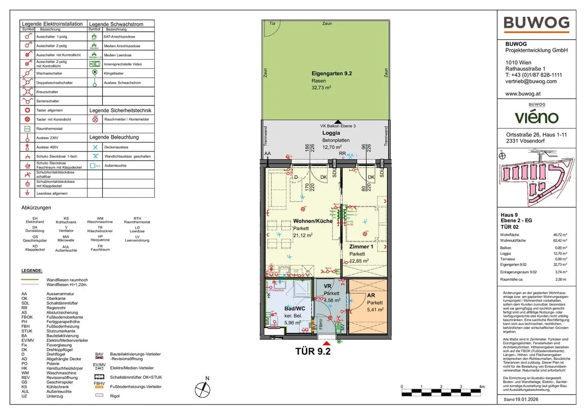 2-Zimmer-Wohnung mieten in Mödling – 49,59 m², € 1.237 – Bild 2 von 12