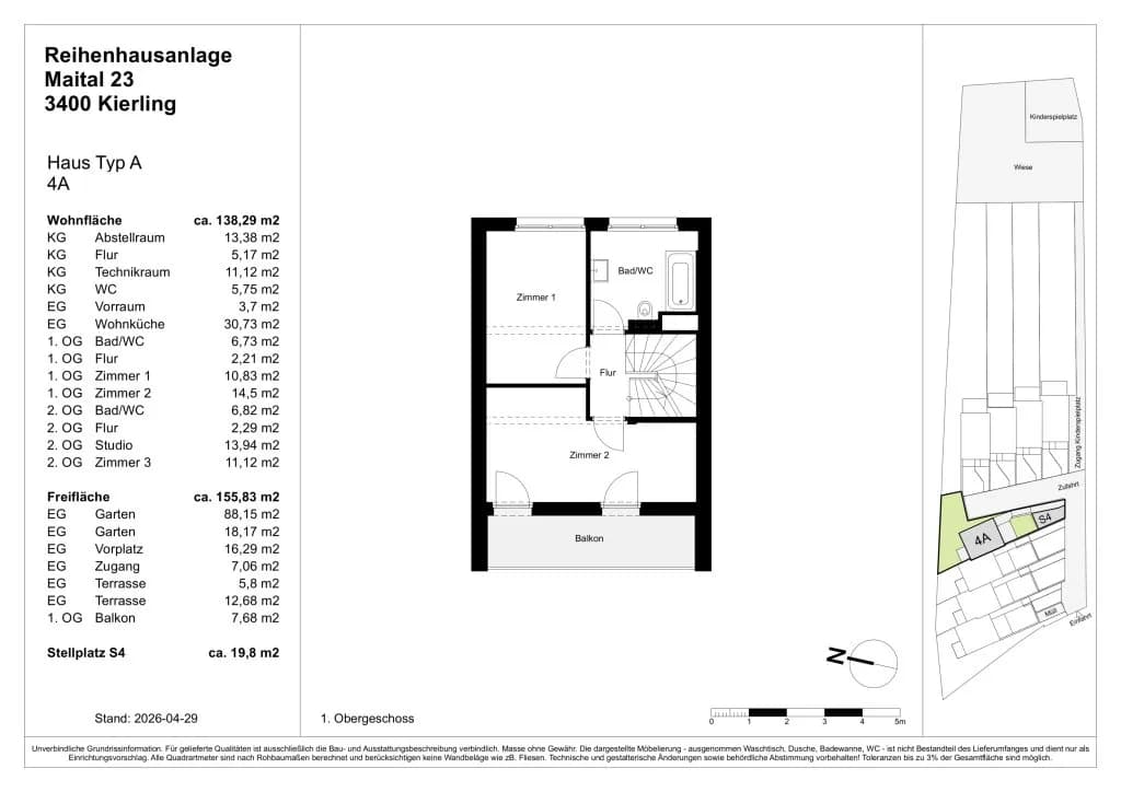 4-Zimmer-Haus kaufen in Tulln – 102,87 m², € 530.000 – Bild 33 von 34