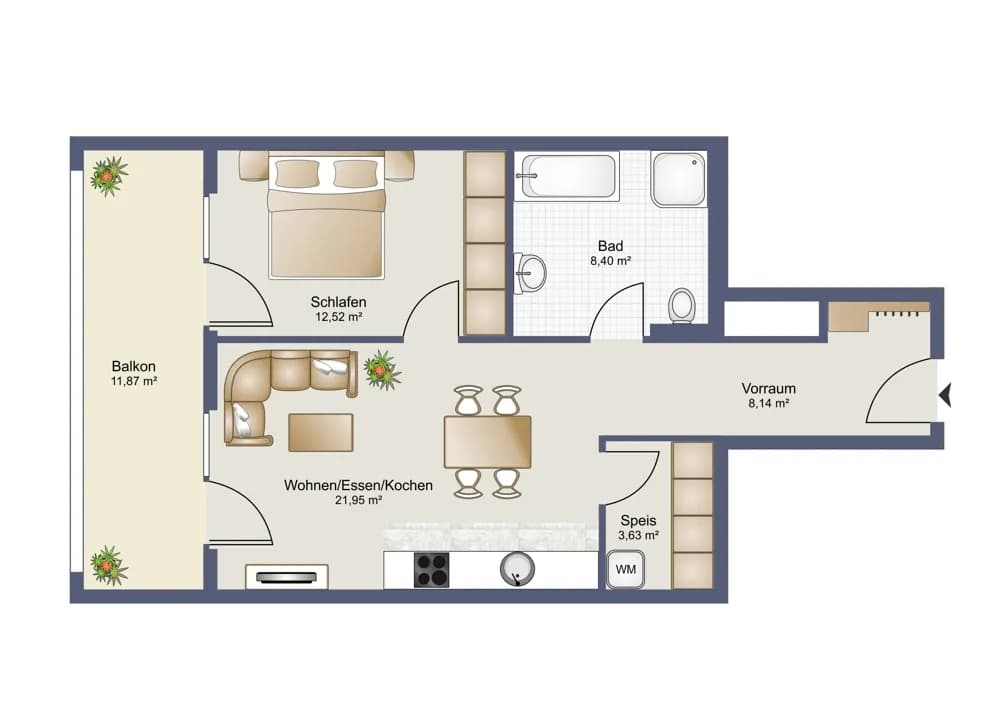 2-Zimmer-Wohnung mieten in Dornbirn – 54,64 m², € 1.250 – Bild 2 von 12