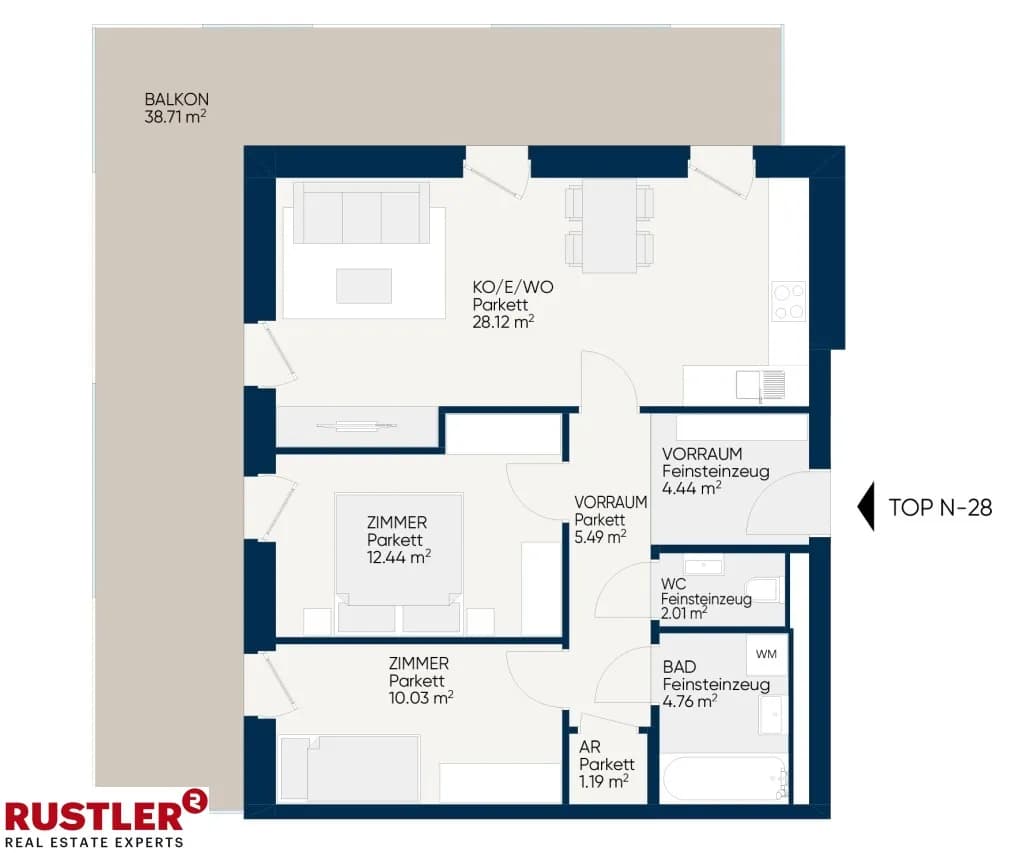 3-Zimmer-Wohnung mieten in Graz – 75,48 m², € 1.046 – Bild 10 von 11