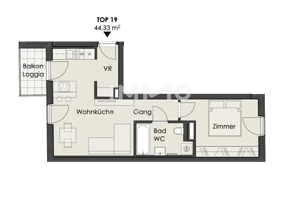 2-Zimmer-Wohnung kaufen in Wien – 44,33 m², € 334.000 – Bild 9 von 10