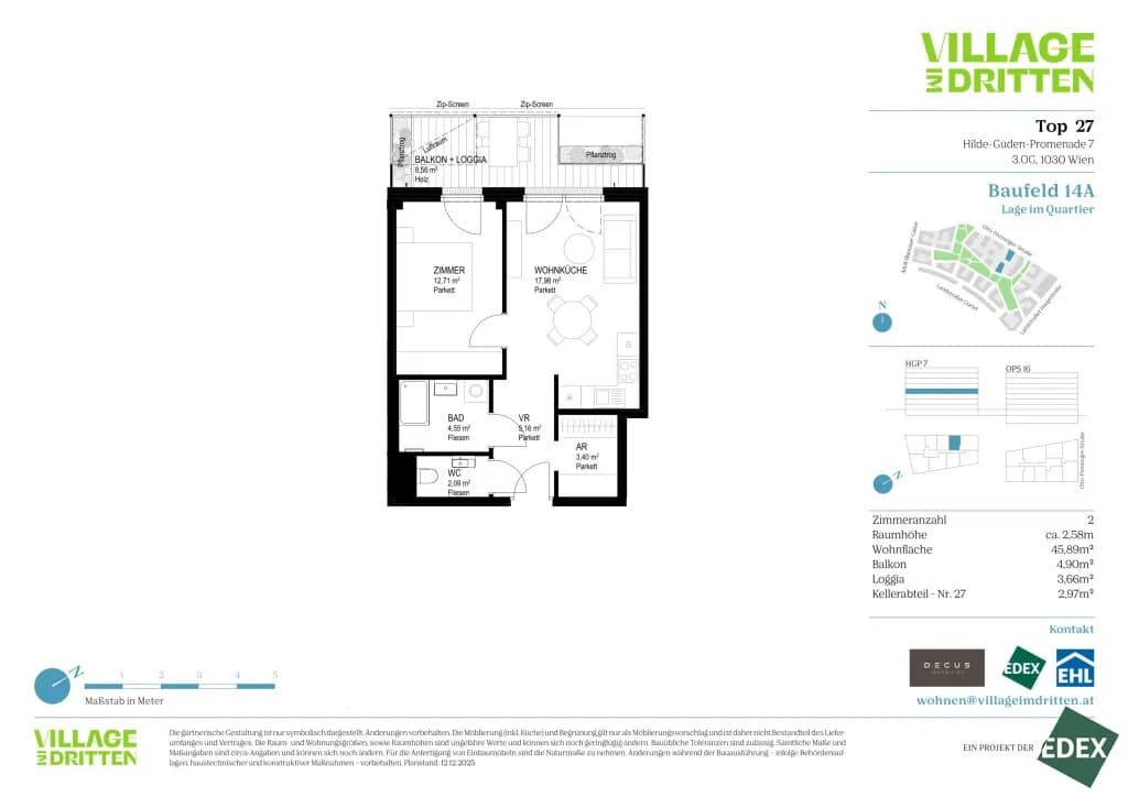 2-Zimmer-Wohnung kaufen in Wien – 45,89 m², € 350.100 – Bild 11 von 11