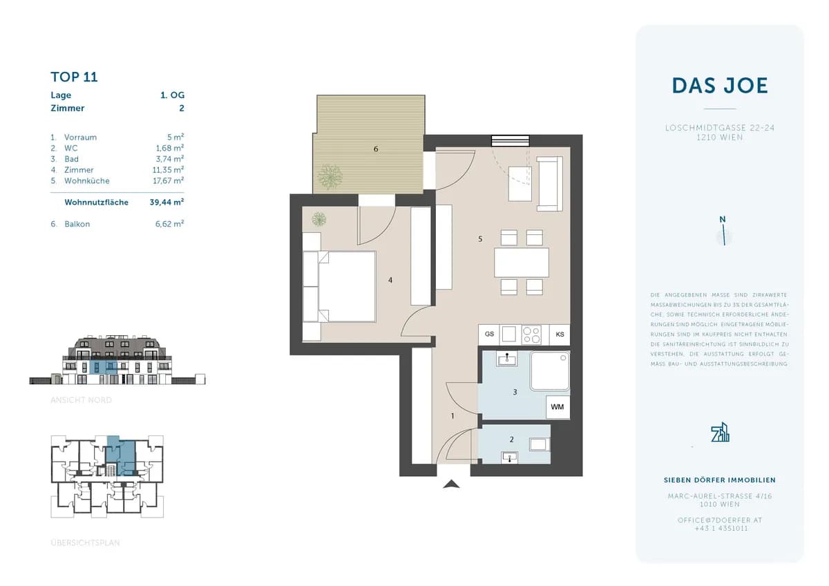2-Zimmer-Wohnung kaufen in Wien – 39,4 m², € 278.570 – Bild 2 von 6