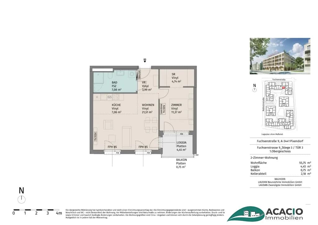 2-Zimmer-Wohnung mieten in Tulln – 55,75 m², € 830 – Bild 11 von 11