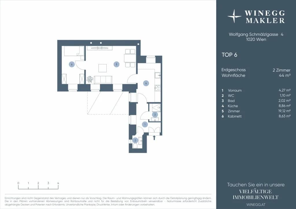 2-Zimmer-Wohnung kaufen in Wien – 44,08 m², € 229.000 – Bild 6 von 6