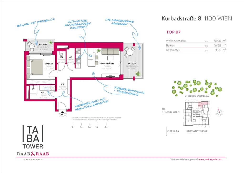 2-Zimmer-Wohnung mieten in Wien – 50,68 m², € 1.595 – Bild 16 von 16