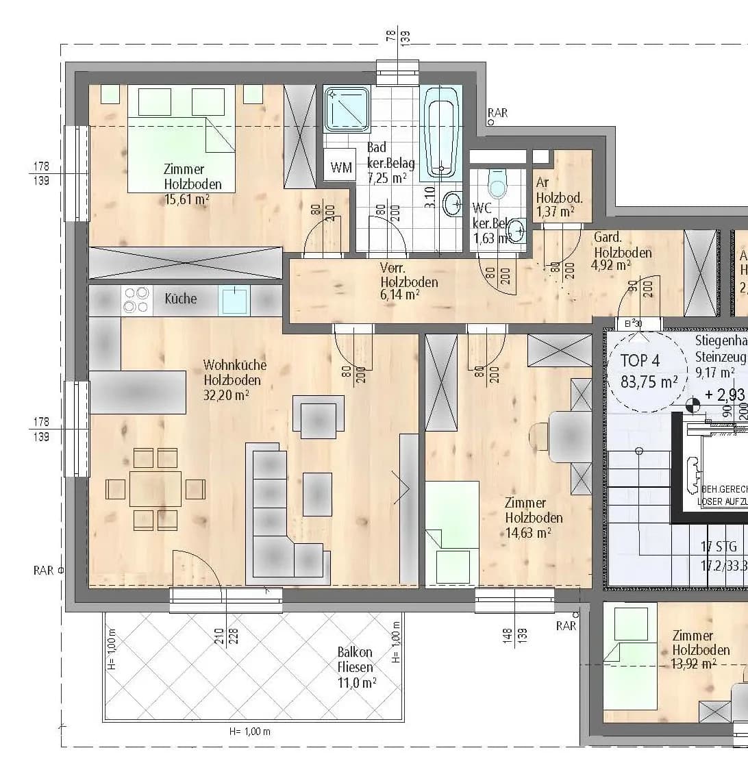 3-Zimmer-Wohnung kaufen in Wien – 83,75 m², € 555.000 – Bild 2 von 3