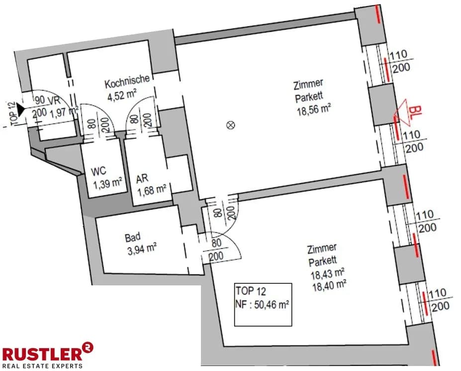 3-Zimmer-Wohnung kaufen in Wien – 50,46 m², € 289.000 – Bild 7 von 14
