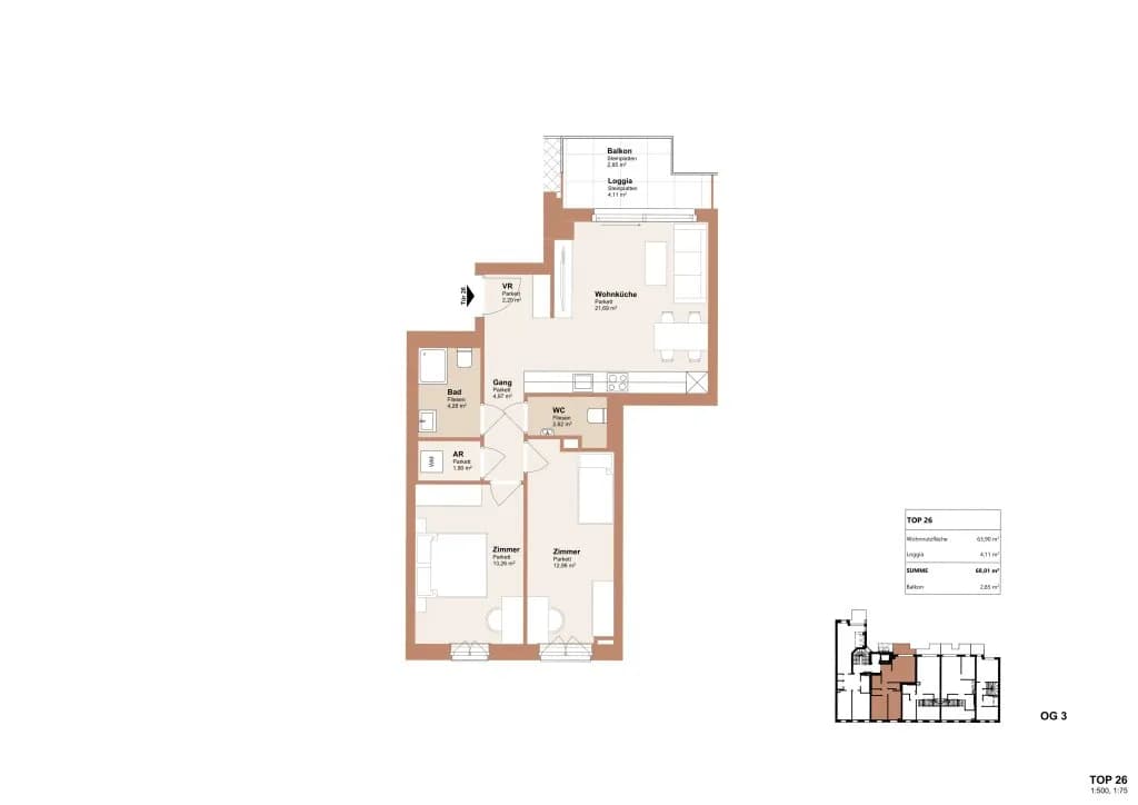 3-Zimmer-Wohnung kaufen in Wien – 68,01 m², € 459.000 – Bild 24 von 24