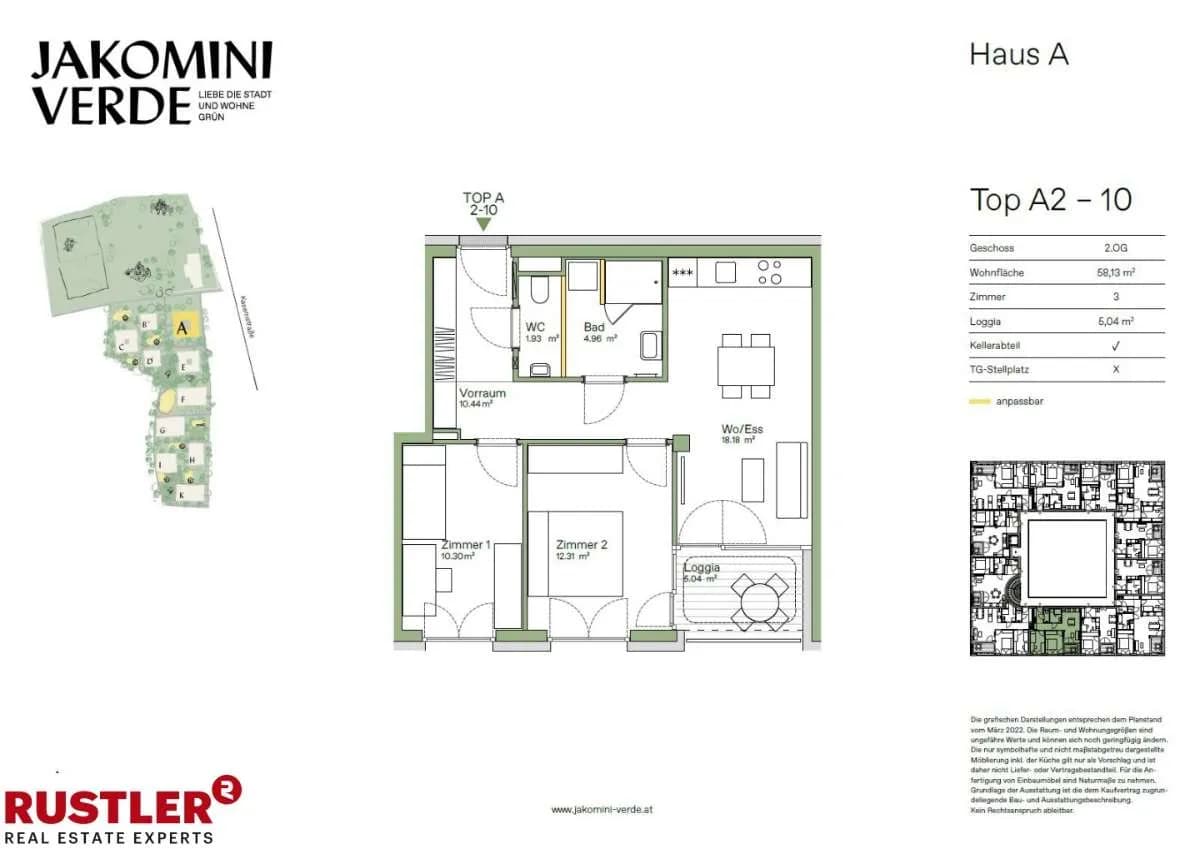 3-Zimmer-Wohnung kaufen in Graz – 58,11 m², € 299.000 – Bild 1 von 8
