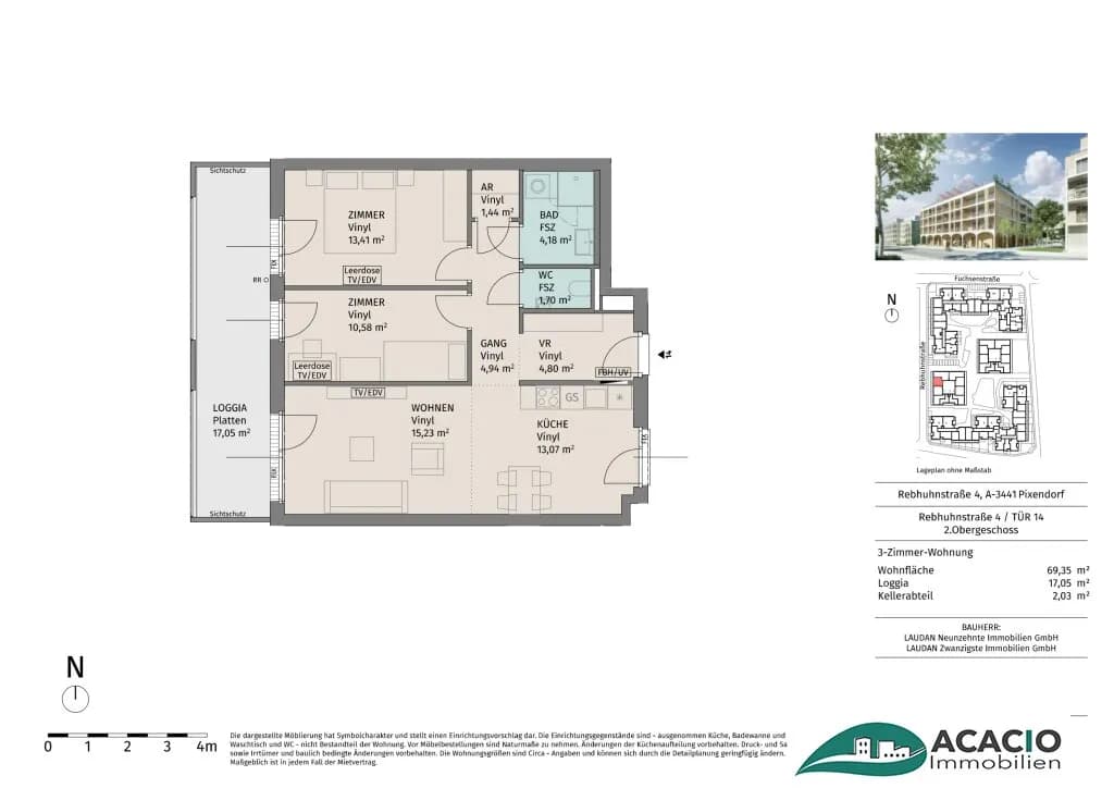 3-Zimmer-Wohnung mieten in Tulln – 69,35 m², € 996 – Bild 11 von 11