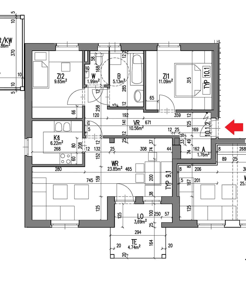 3-Zimmer-Wohnung mieten in Weiz – 70,2 m², € 833 – Bild 2 von 11