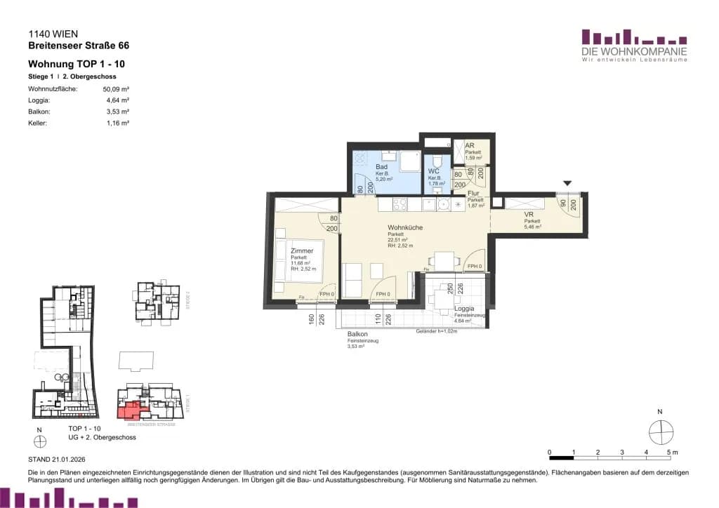 2-Zimmer-Wohnung kaufen in Wien – 49,85 m², € 369.900 – Bild 10 von 10