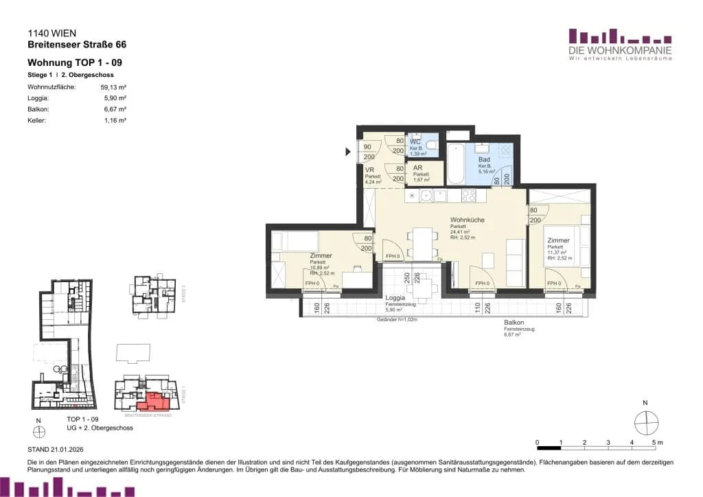 3-Zimmer-Wohnung kaufen in Wien – 58,96 m², € 454.900 – Bild 10 von 10