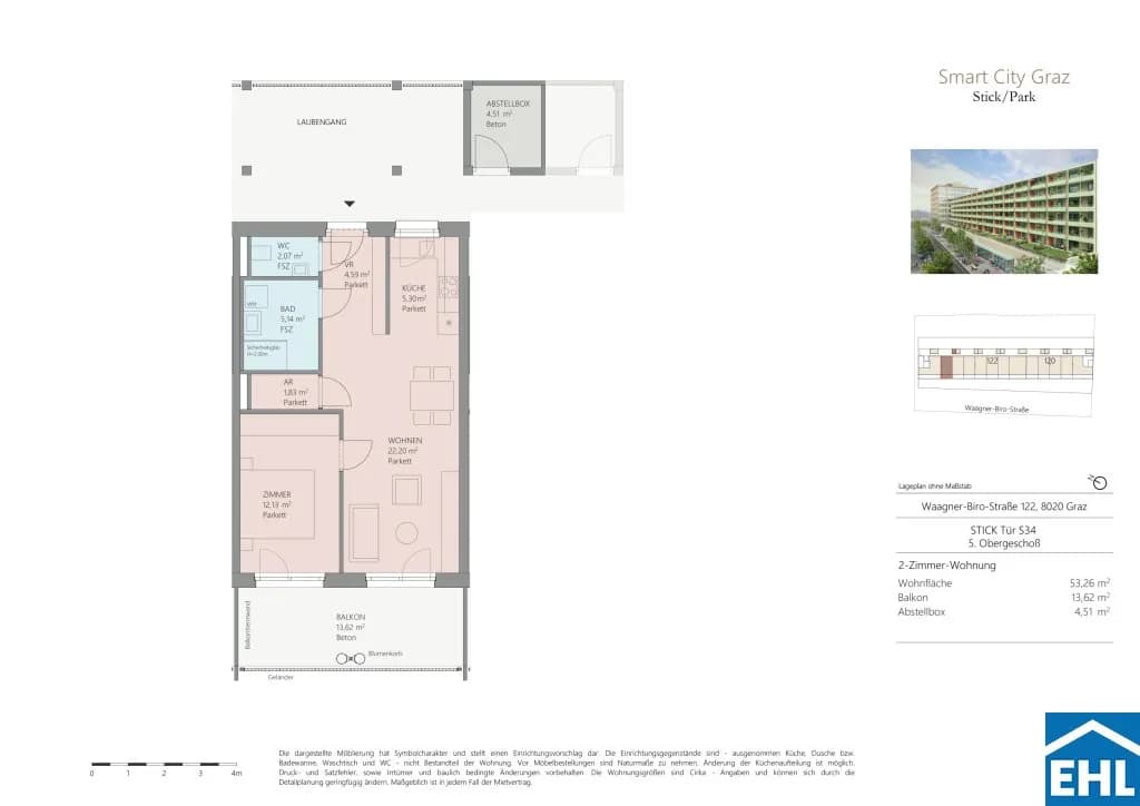 2-Zimmer-Wohnung mieten in Graz – 53,26 m², € 799 – Bild 25 von 25