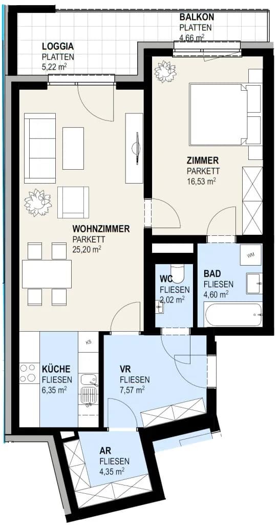 2-Zimmer-Wohnung kaufen in Mistelbach – 66,62 m², € 348.800 – Bild 14 von 18