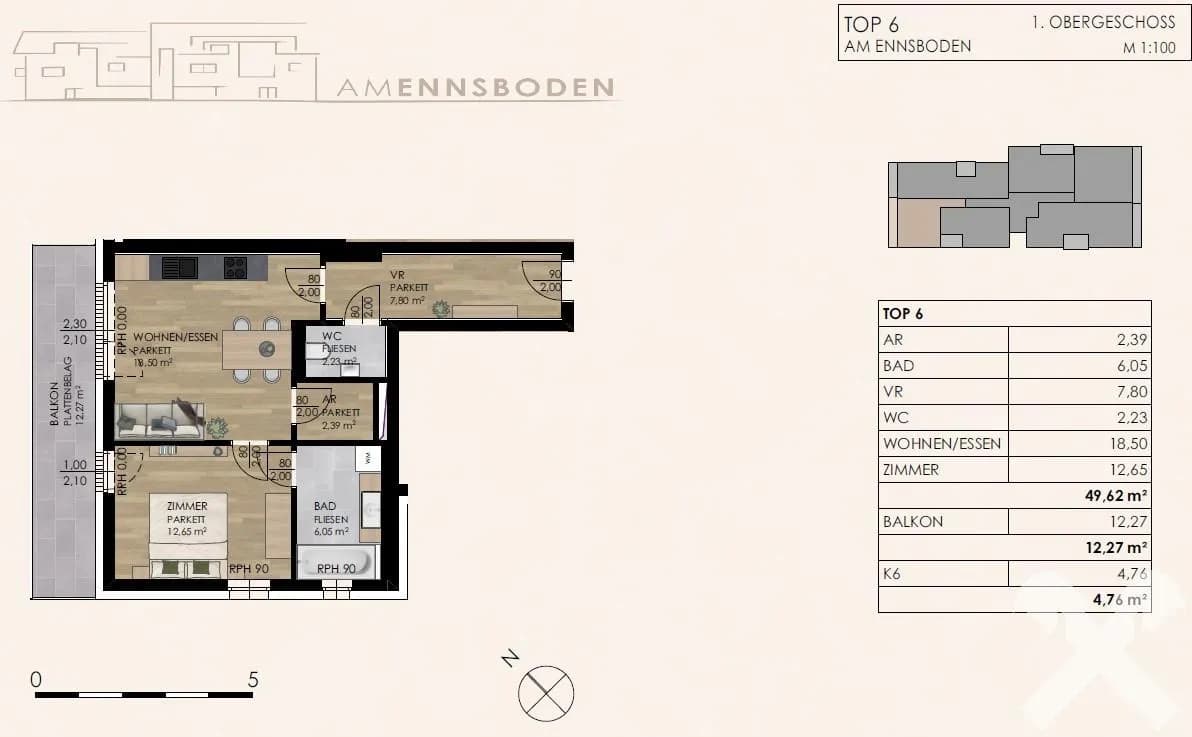 2-Zimmer-Wohnung kaufen in Liezen – 49,62 m², € 270.000 – Bild 7 von 7