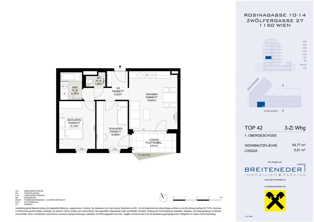 3-Zimmer-Wohnung kaufen in Wien – 54,66 m², € 424.700 – Bild 4 von 4