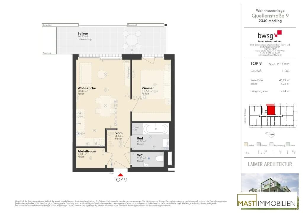2-Zimmer-Wohnung kaufen in Mödling – 46,29 m², € 329.000 – Bild 14 von 14