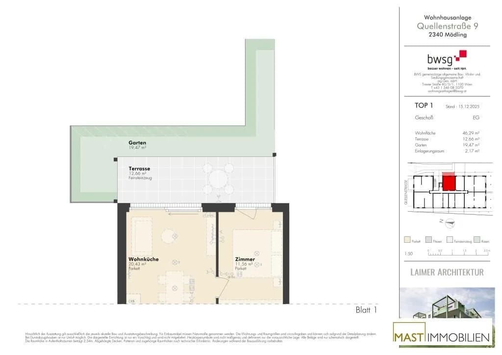 2-Zimmer-Wohnung kaufen in Mödling – 46,29 m², € 319.000 – Bild 15 von 15
