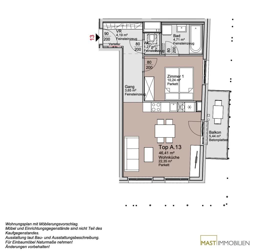 2-Zimmer-Wohnung kaufen in Wien – 46,41 m², € 321.000 – Bild 11 von 11