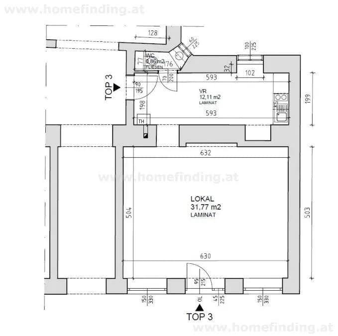 2-Zimmer-Gewerbeimmobilie mieten in Wien – 44,74 m², € 1.234 – Bild 10 von 10