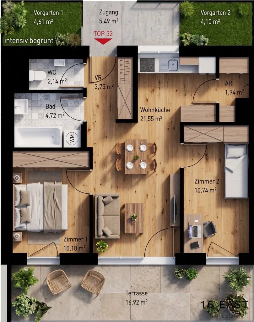 3-Zimmer-Wohnung kaufen in Wien – 55,02 m², € 353.865 – Bild 8 von 8
