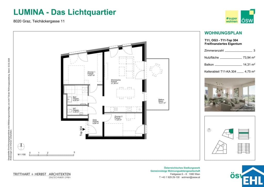 3-Zimmer-Wohnung kaufen in Graz – 73,94 m², € 337.000 – Bild 9 von 9