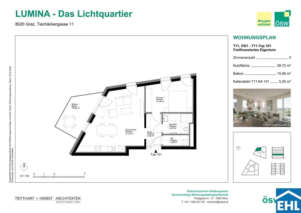 2-Zimmer-Wohnung kaufen in Graz – 58,72 m², € 262.000 – Bild 9 von 9