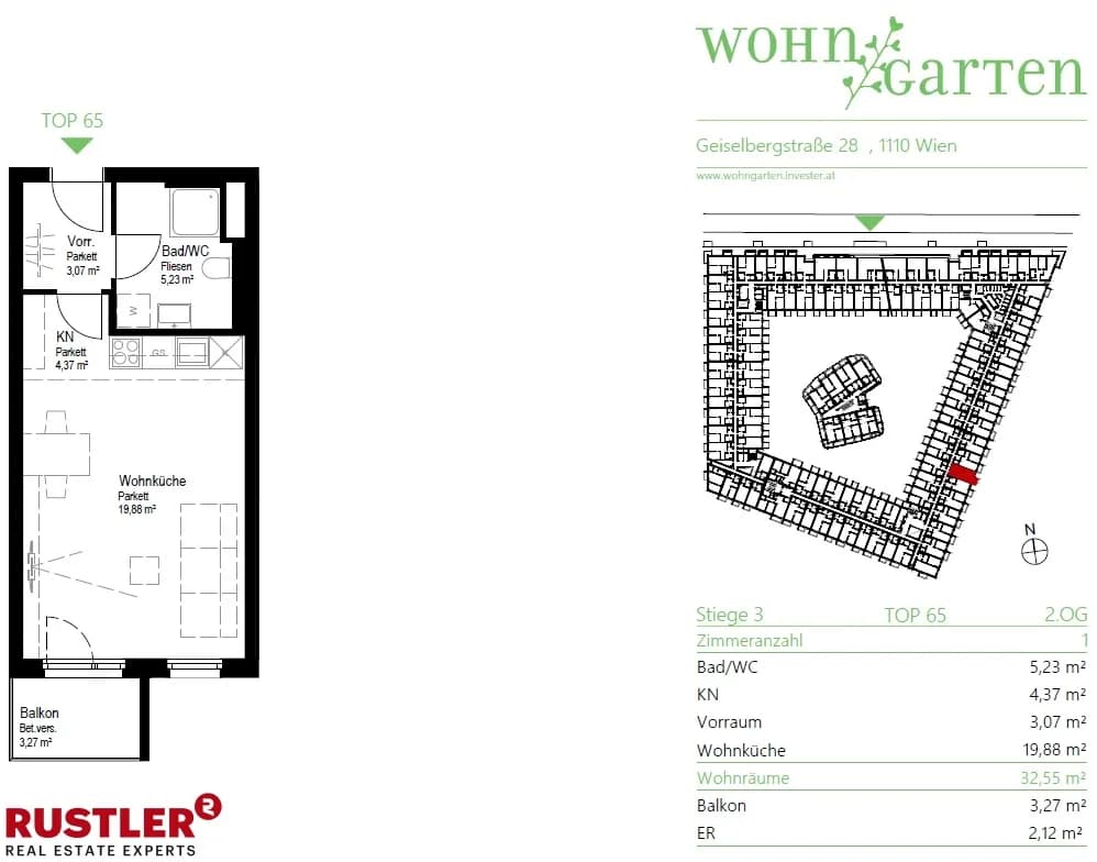 1-Zimmer-Wohnung mieten in Wien – 32,55 m², € 665 – Bild 7 von 8