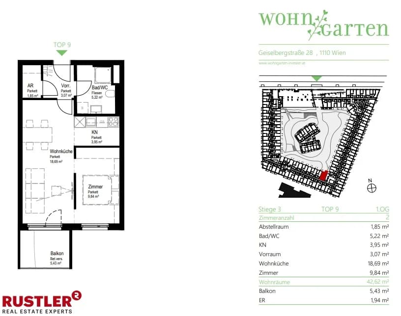 2-Zimmer-Wohnung mieten in Wien – 42,62 m², € 790 – Bild 8 von 8