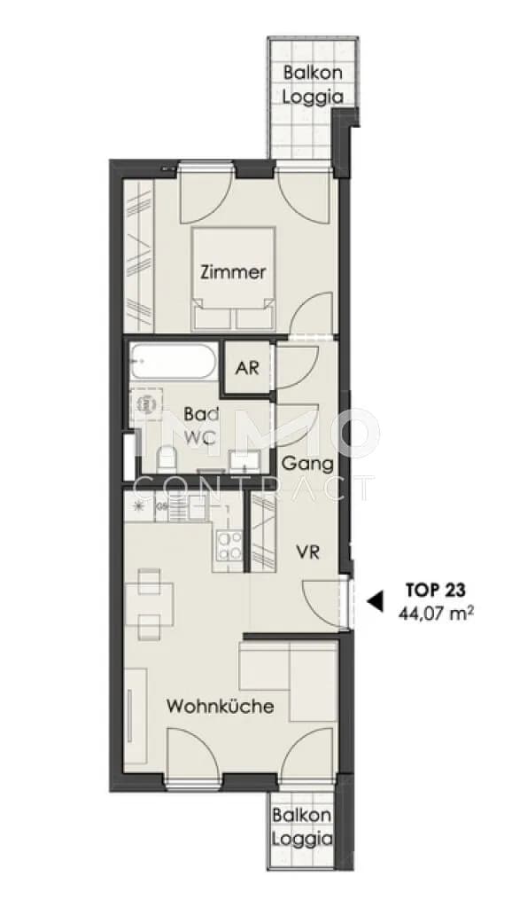 2-Zimmer-Wohnung kaufen in Wien – 44,07 m², € 334.000 – Bild 10 von 11