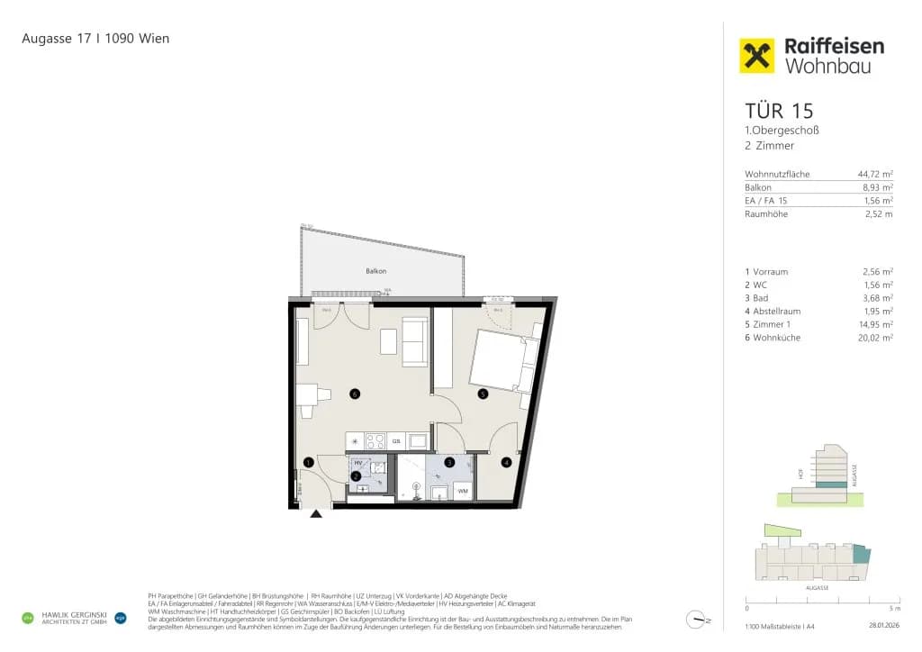 2-Zimmer-Wohnung kaufen in Wien – 44,72 m², € 408.300 – Bild 5 von 5