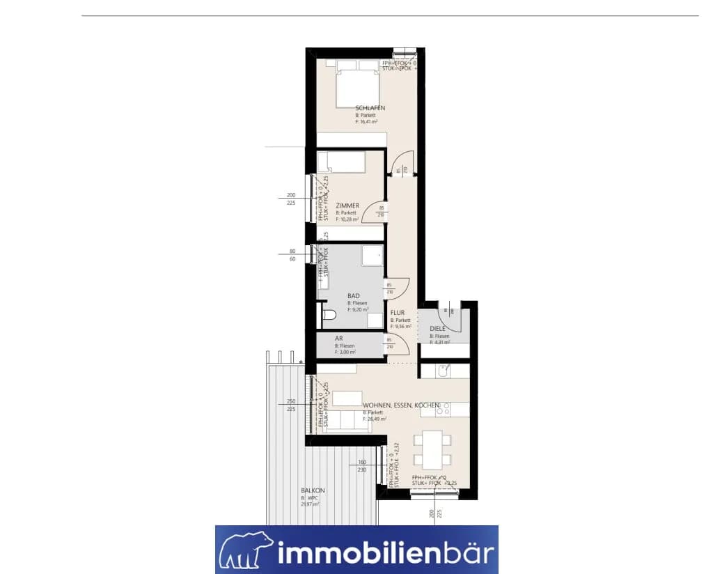 3-Zimmer-Wohnung mieten in Grieskirchen – 79,25 m², € 835 – Bild 3 von 9