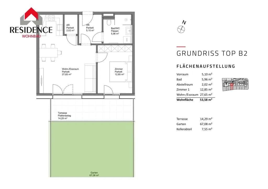 2-Zimmer-Wohnung kaufen in Salzburg-Umgebung – 54,87 m², € 335.000 – Bild 4 von 5