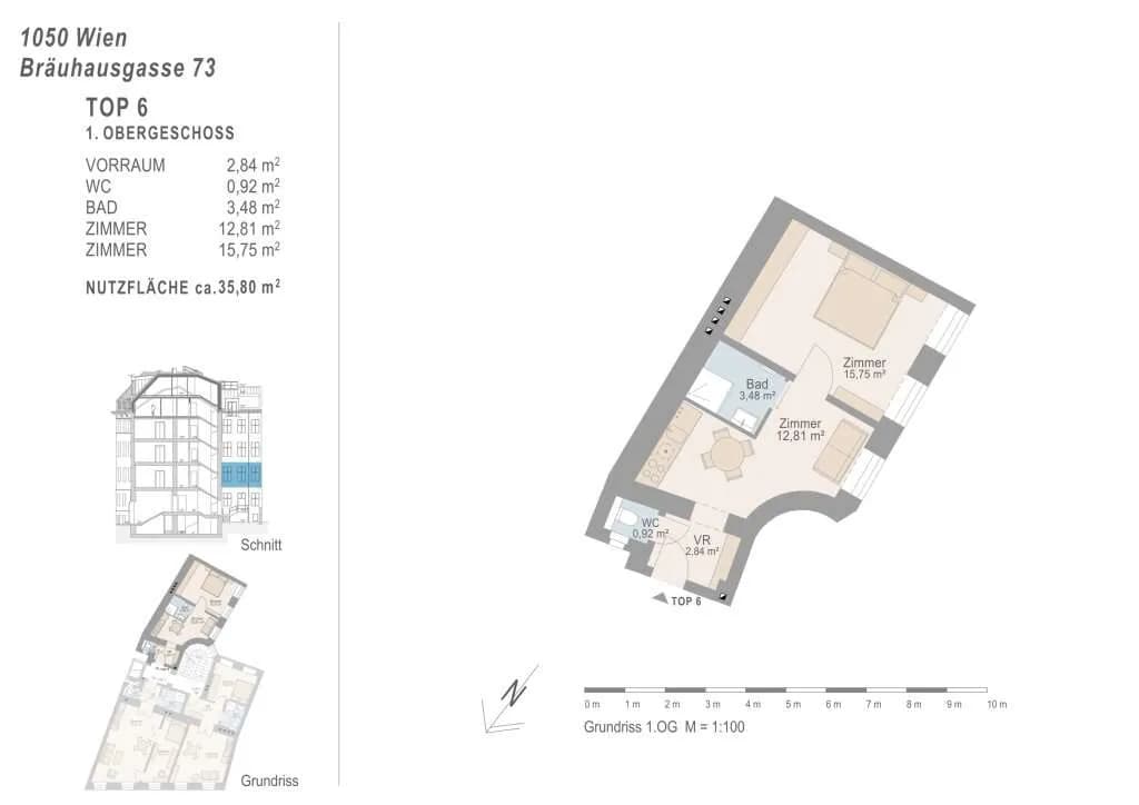 2-Zimmer-Wohnung kaufen in Wien – 35,8 m², € 232.700 – Bild 6 von 6