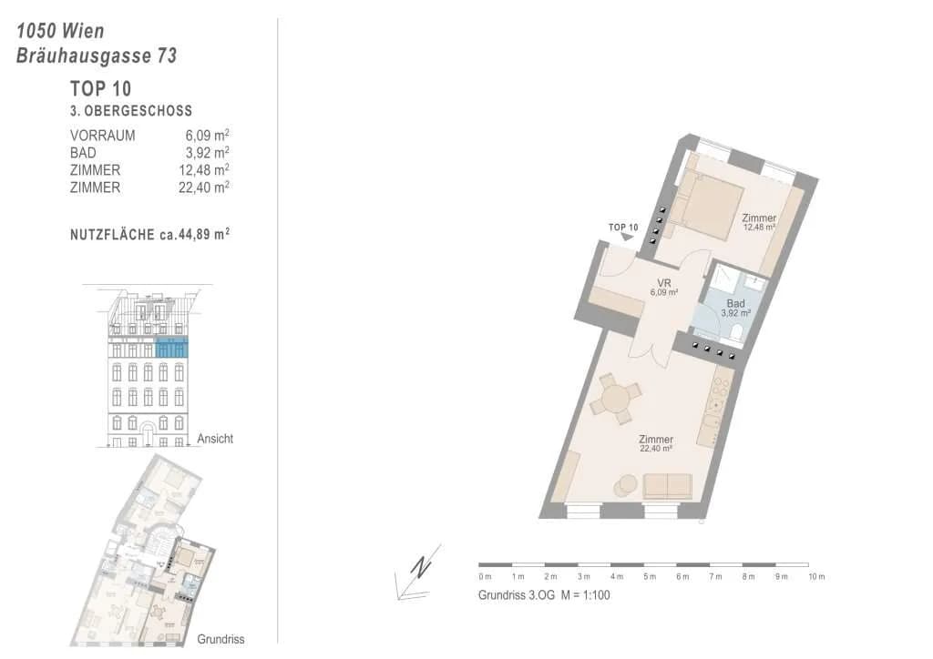 2-Zimmer-Wohnung kaufen in Wien – 44,89 m², € 314.230 – Bild 6 von 6