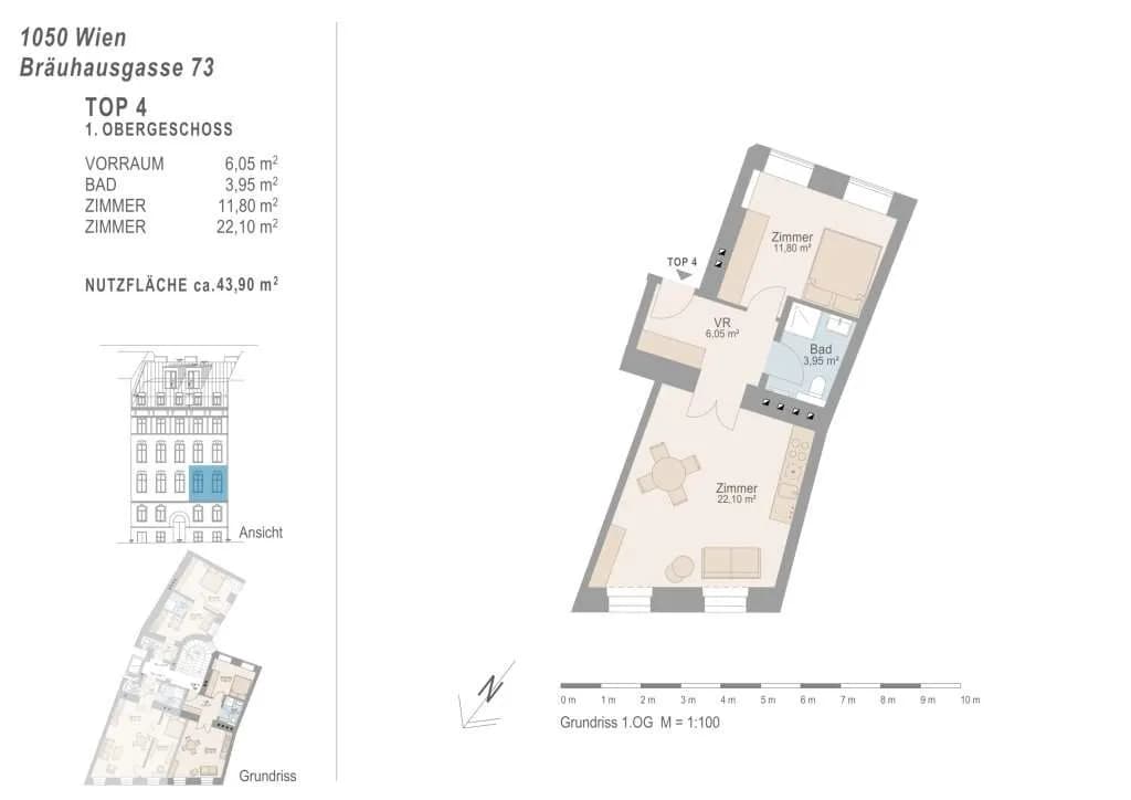 2-Zimmer-Wohnung kaufen in Wien – 43,9 m², € 285.350 – Bild 6 von 6