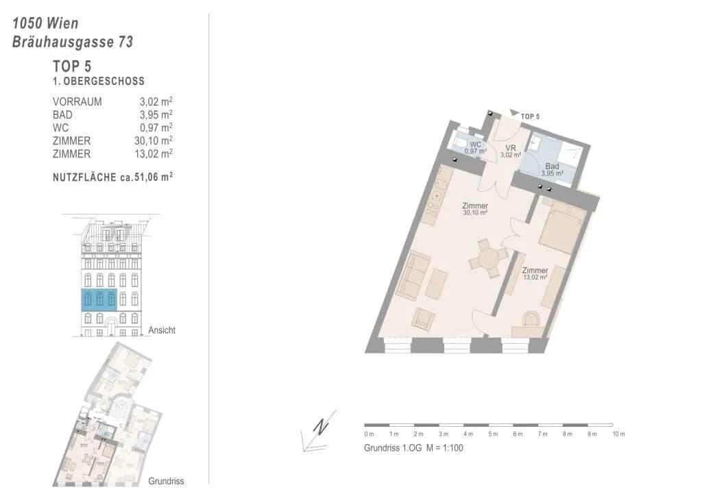 2-Zimmer-Wohnung kaufen in Wien – 51,06 m², € 329.800 – Bild 6 von 6