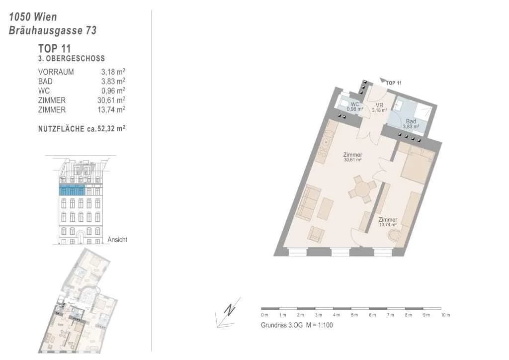 2-Zimmer-Wohnung kaufen in Wien – 52,32 m², € 366.240 – Bild 6 von 6