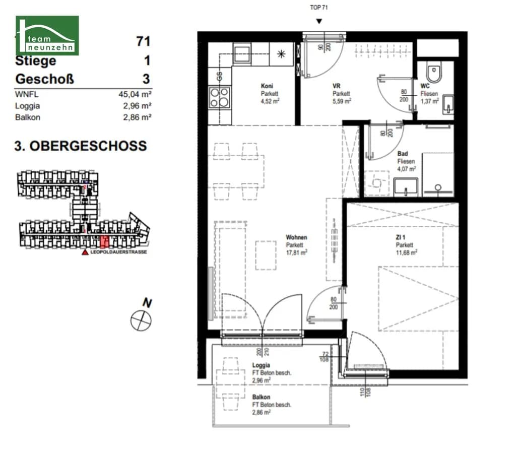2-Zimmer-Wohnung mieten in Wien – 44,68 m², € 850 – Bild 21 von 22