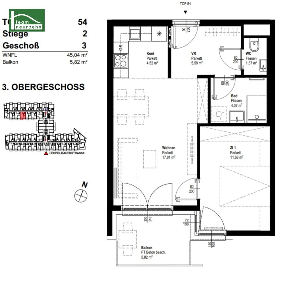2-Zimmer-Wohnung mieten in Wien – 45,04 m², € 900 – Bild 21 von 21