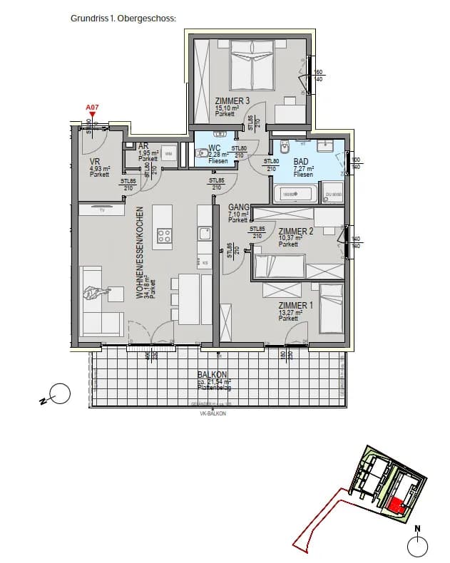 4-Zimmer-Wohnung kaufen in Graz – 96,64 m², € 741.600 – Bild 5 von 5