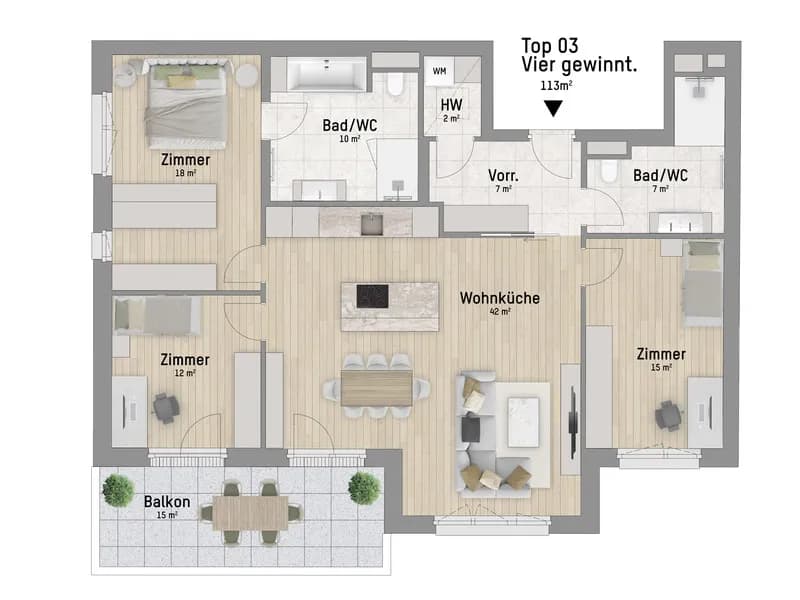 4-Zimmer-Wohnung kaufen in Wien – 113,37 m², € 869.900 – Bild 3 von 6