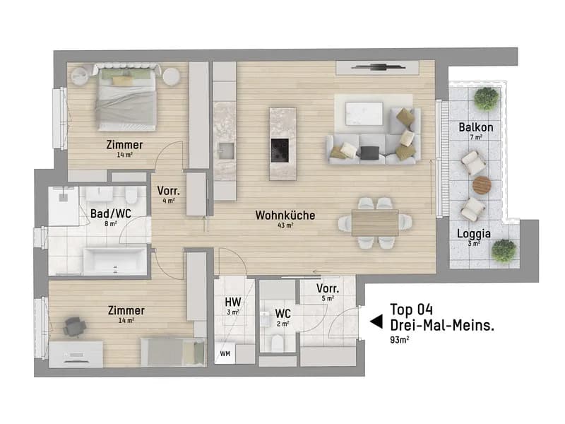 3-Zimmer-Wohnung kaufen in Wien – 93,36 m², € 759.900 – Bild 3 von 6
