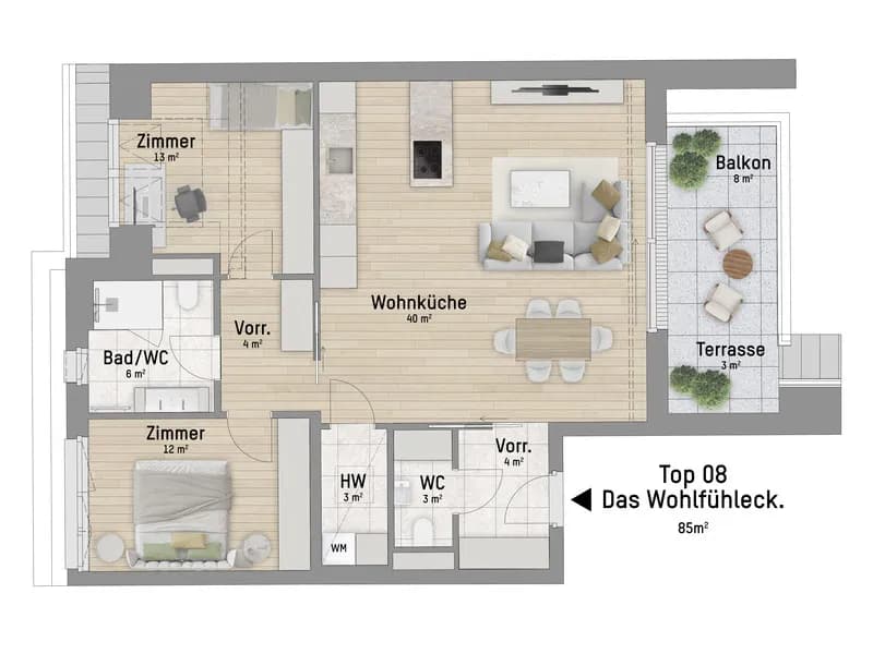 3-Zimmer-Wohnung kaufen in Wien – 85,11 m², € 839.900 – Bild 3 von 7