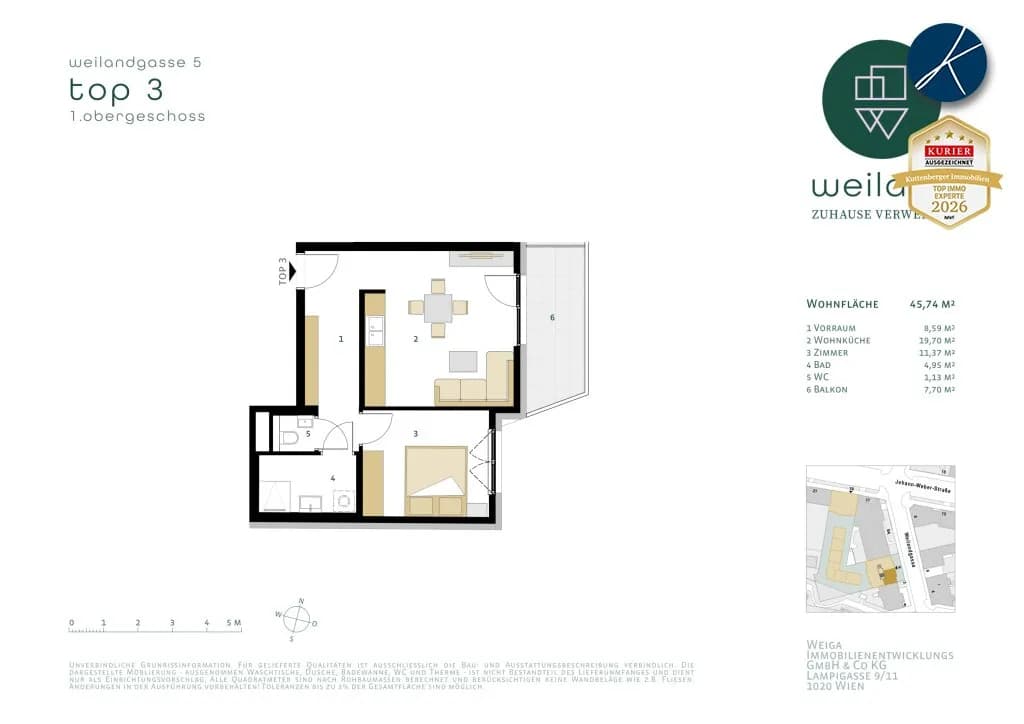 2-Zimmer-Wohnung kaufen in Wien – 45,55 m², € 249.000 – Bild 19 von 19