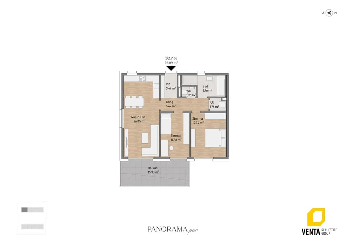 3-Zimmer-Wohnung kaufen in Graz – 72,09 m², € 445.605 – Bild 3 von 3