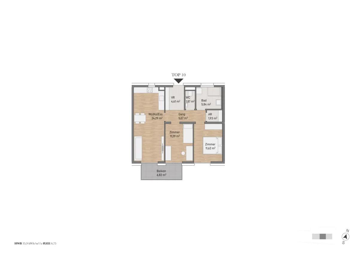 3-Zimmer-Wohnung kaufen in Graz – 66,52 m², € 350.000 – Bild 2 von 4
