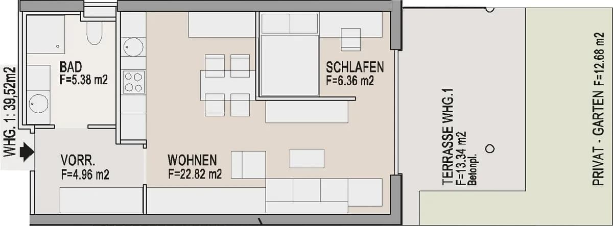 1-Zimmer-Wohnung kaufen in Graz – 40,54 m², € 159.000 – Bild 1 von 6